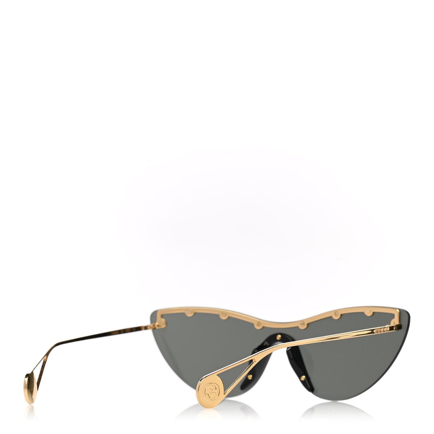 Metal Rimless Star Studded 90mm Cat Eye GG0666S Sunglasses Black Gold