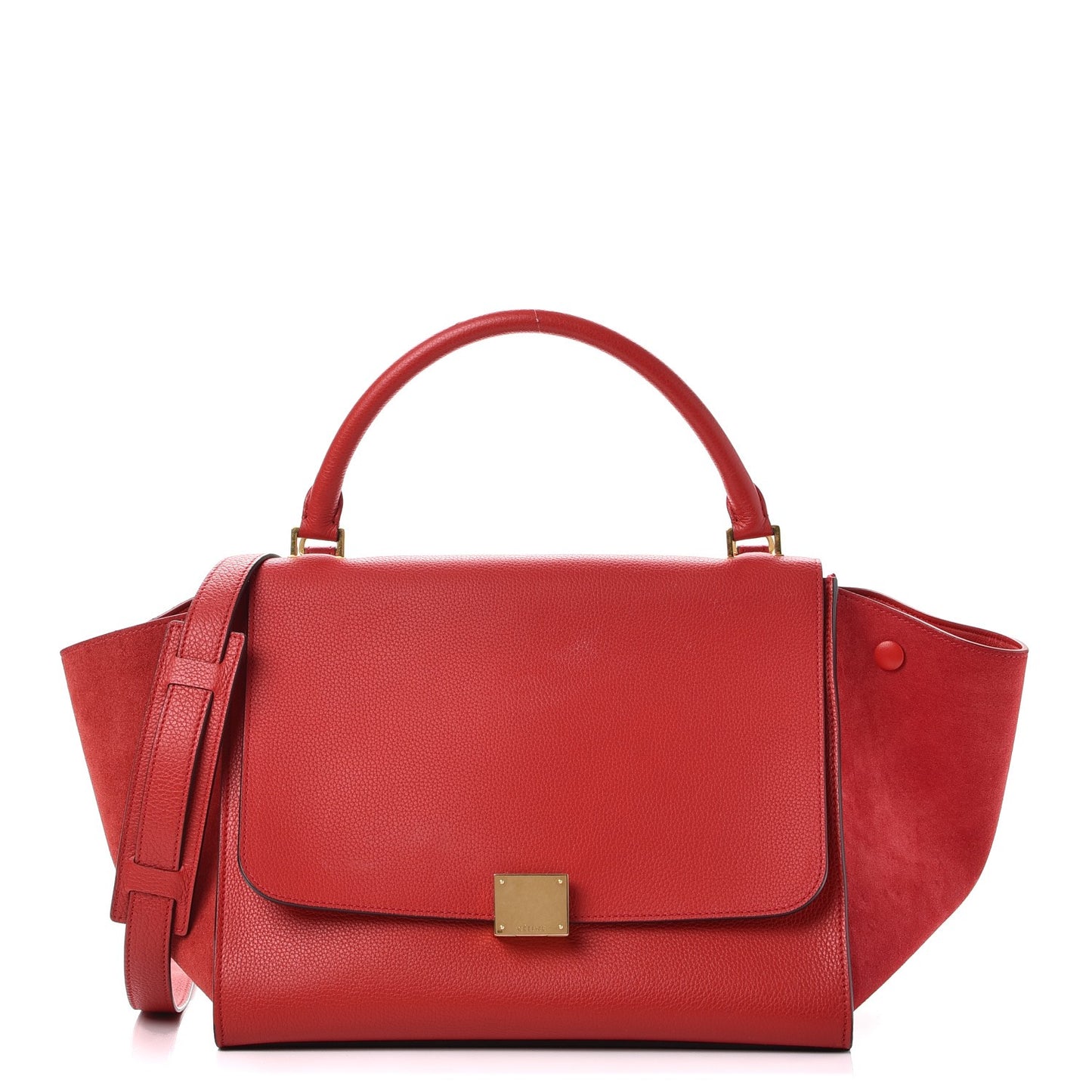 Drummed Calfskin Suede Medium Trapeze Coquelicot