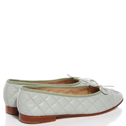 Chanel Quilted Leather CC Ballerina Flats 39 Green 4 of 9