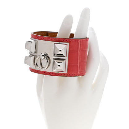 Hermes Shiny Alligator Collier De Chien CDC Bracelet S Rouge Casaque 2 of 7