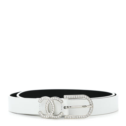 Chanel Calfskin Crystal CC Buckle Belt 80 32 White 1 of 6