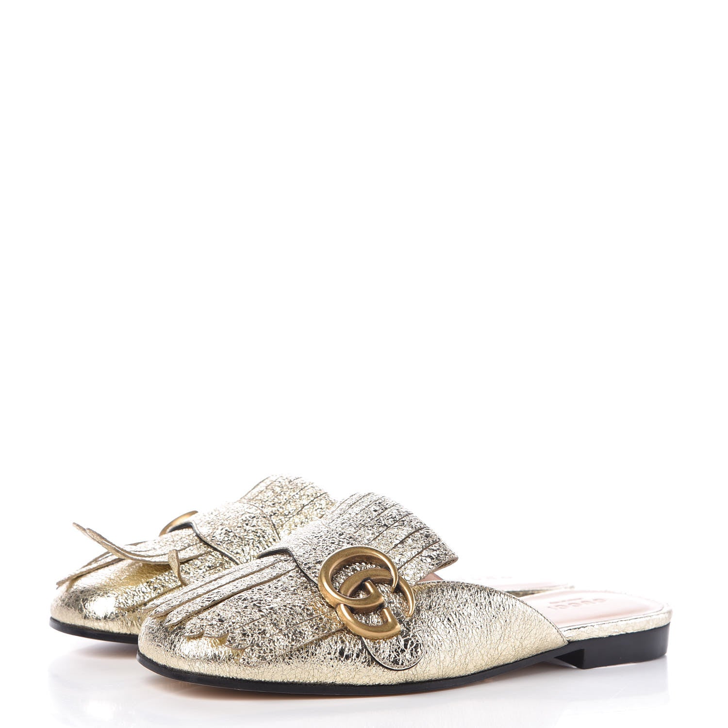 Gucci Galassia Womens GG Marmont Fringe Slippers 35.5 Platino 3 of 7