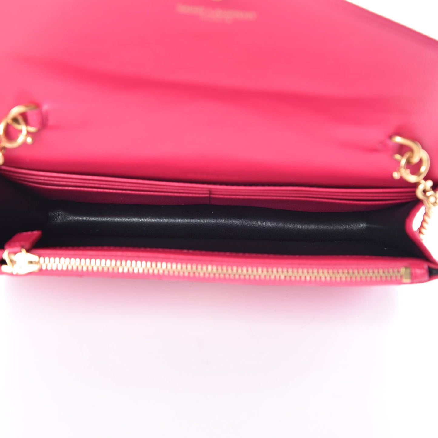 Grain De Poudre Matelasse Chevron Monogram Envelope Chain Wallet Fresh Fuchsia