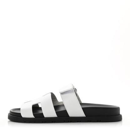 Hermes Calfskin Womens Chypre Sandals 37 White 1 of 9