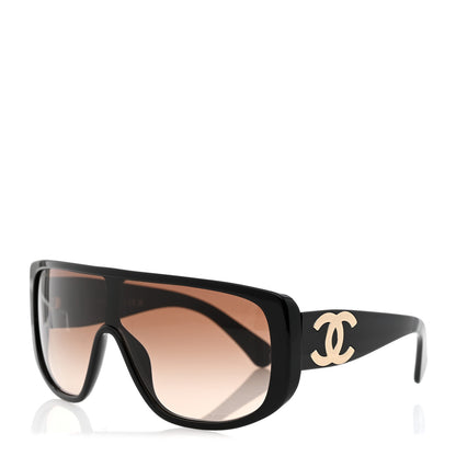 Chanel Acetate Shield Sunglasses 5495 Black 1 of 7
