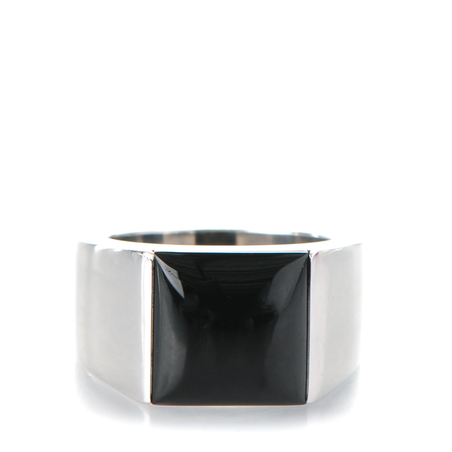 18K White Gold Black Onyx Tank Ring 54 6.75