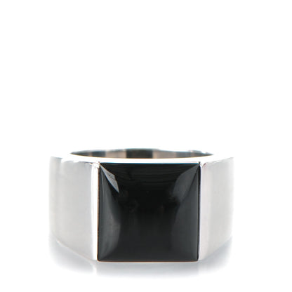 Cartier 18K White Gold Black Onyx Tank Ring 54 6.75 1 of 5