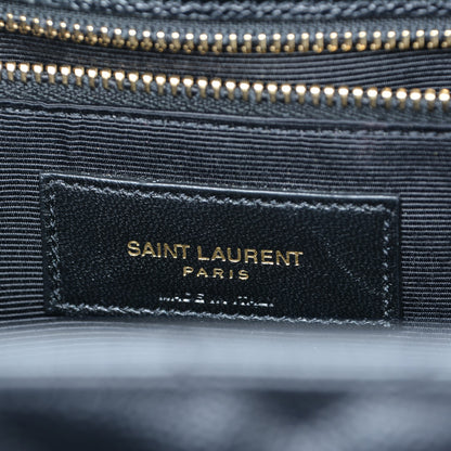 Saint Laurent Grain De Poudre Matelasse Chevron Monogram Shopping Bag Black 6 of 7