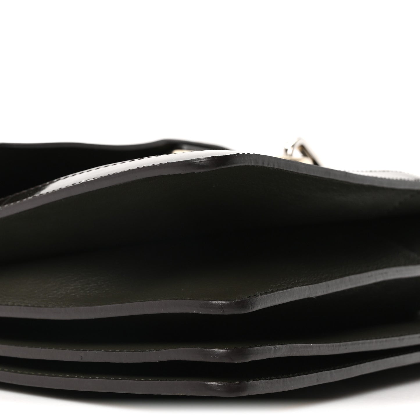Patent Medium Faye Shoulder Bag Deep Forest
