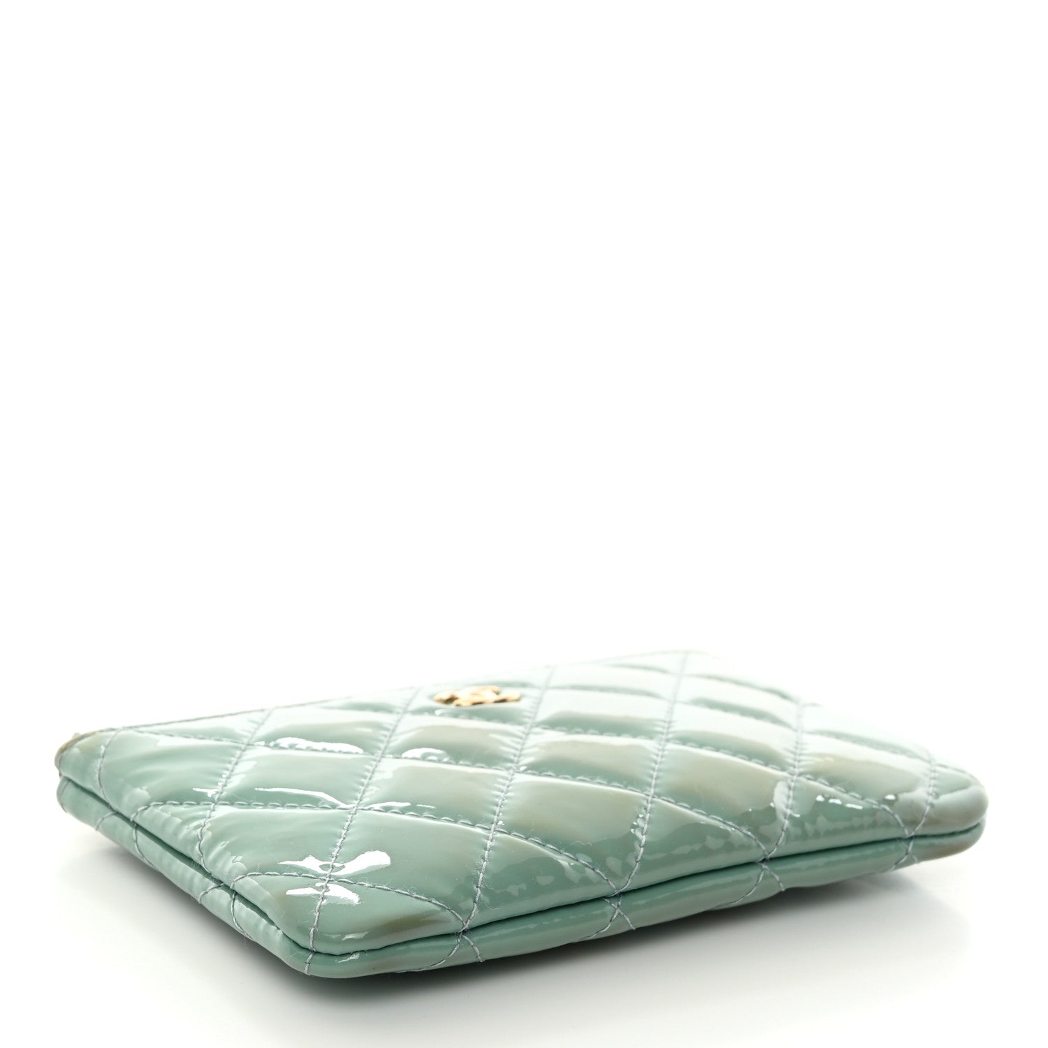 Chanel Patent Quilted Small Cosmetic Case Light Blue 4 of 11