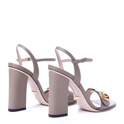 Gucci Lifford Calfskin GG Marmont Ankle Wrap 105mm Sandals 35.5 Mud 4 of 9