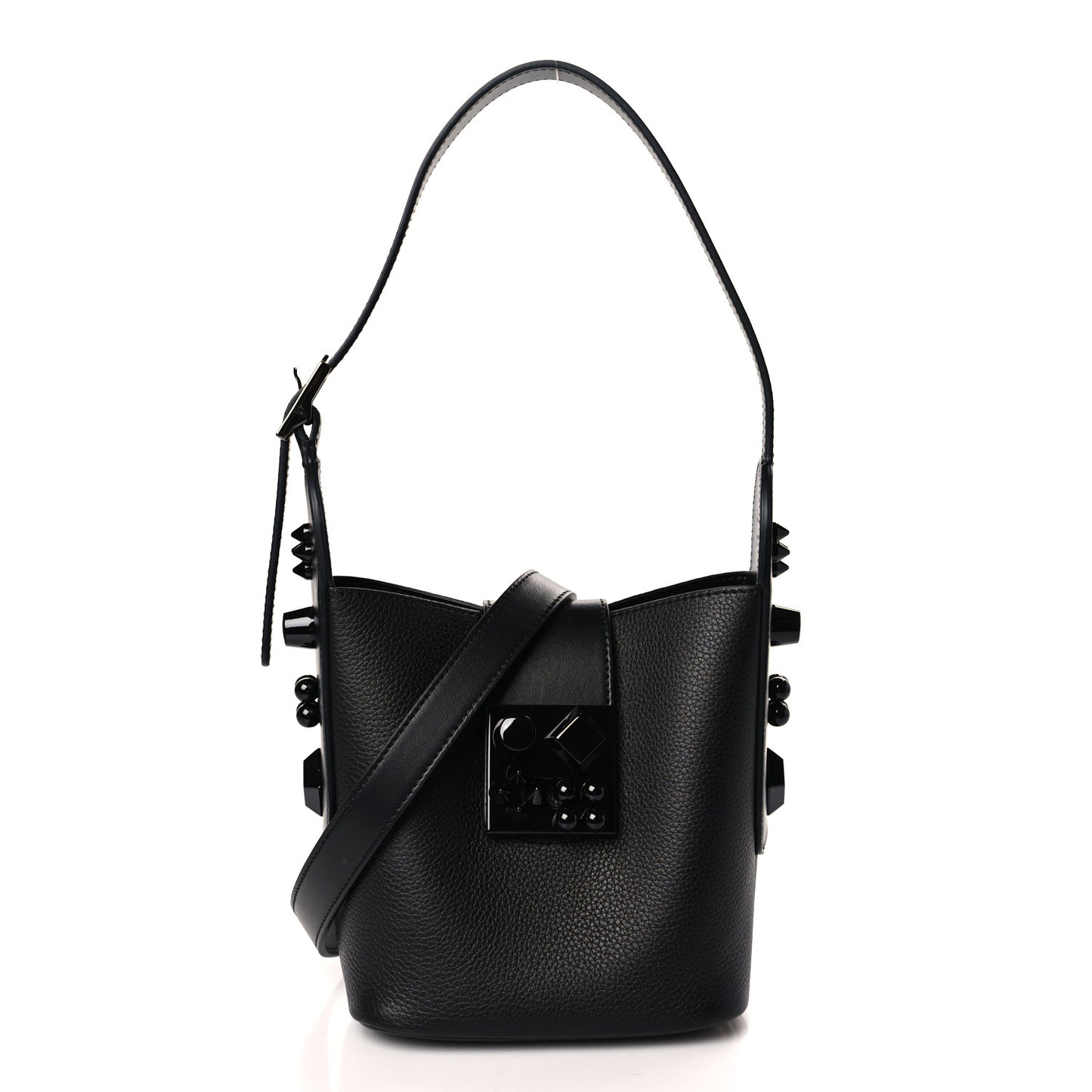 Grained Calfskin Mini Carasky Bucket Bag Black