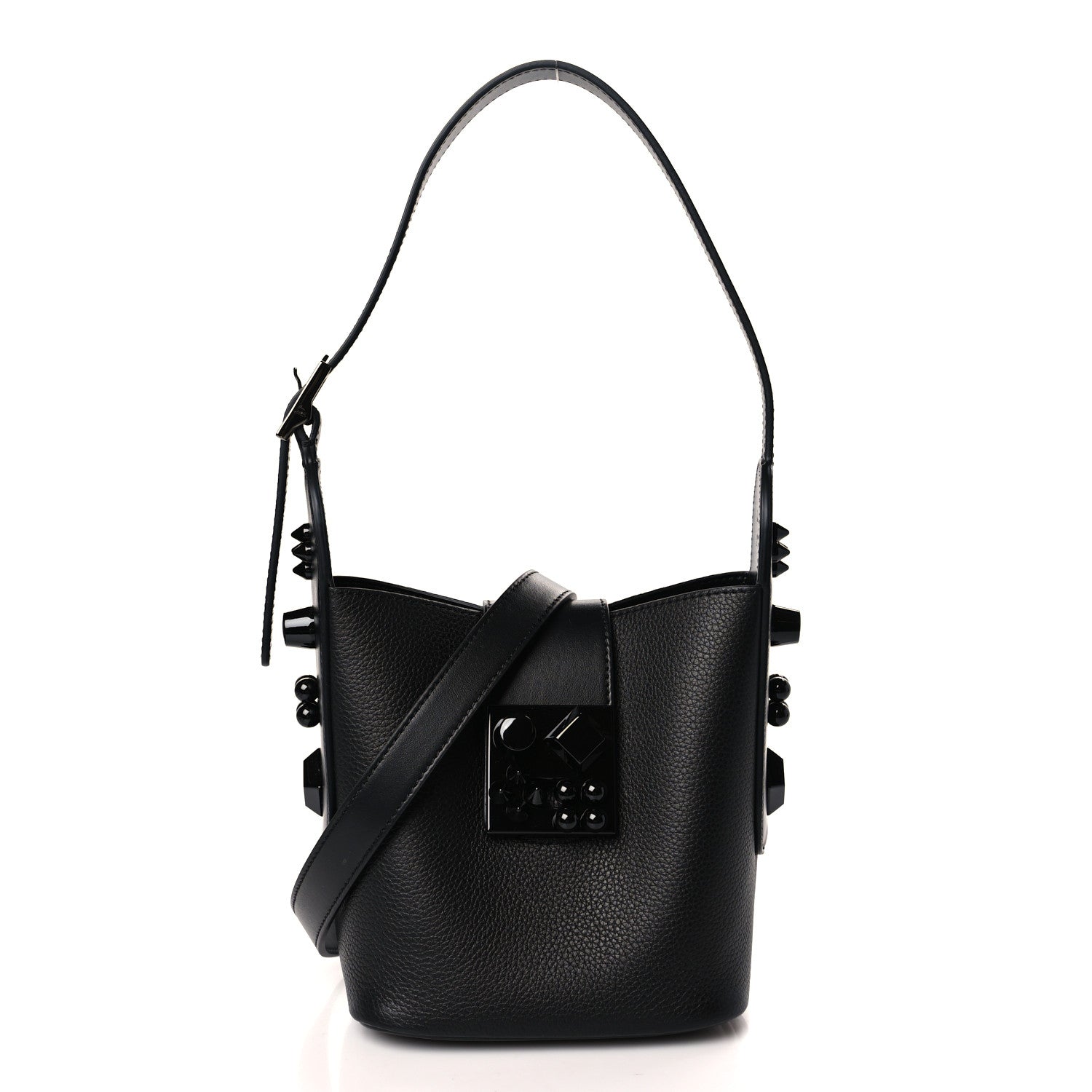 Christian Louboutin Grained Calfskin Mini Carasky Bucket Bag Black 1 of 8
