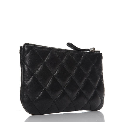 Chanel Lambskin Star Embossed Coin Purse Case Black 3 of 8