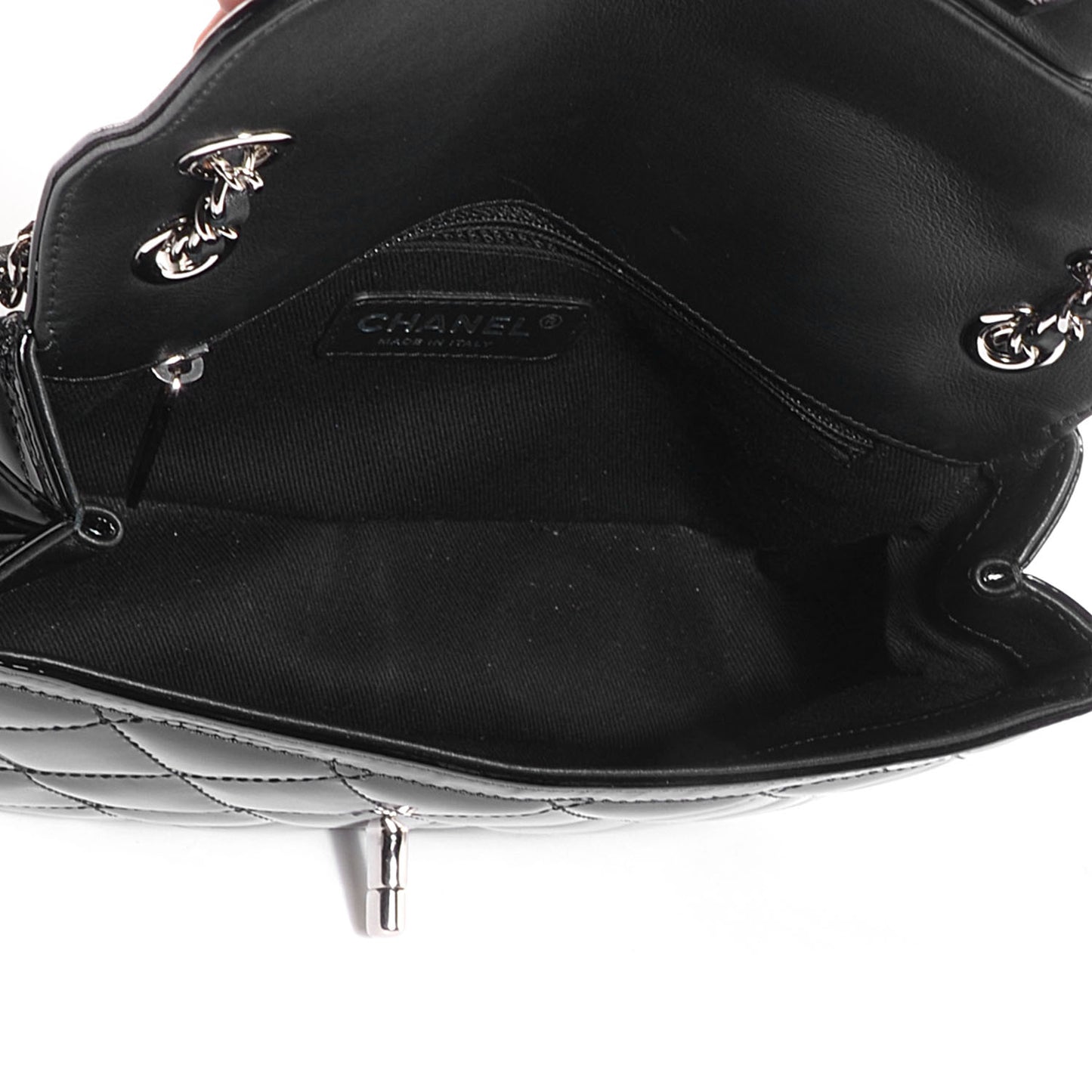 Patent Quilted Small Coco Shine Flap Black