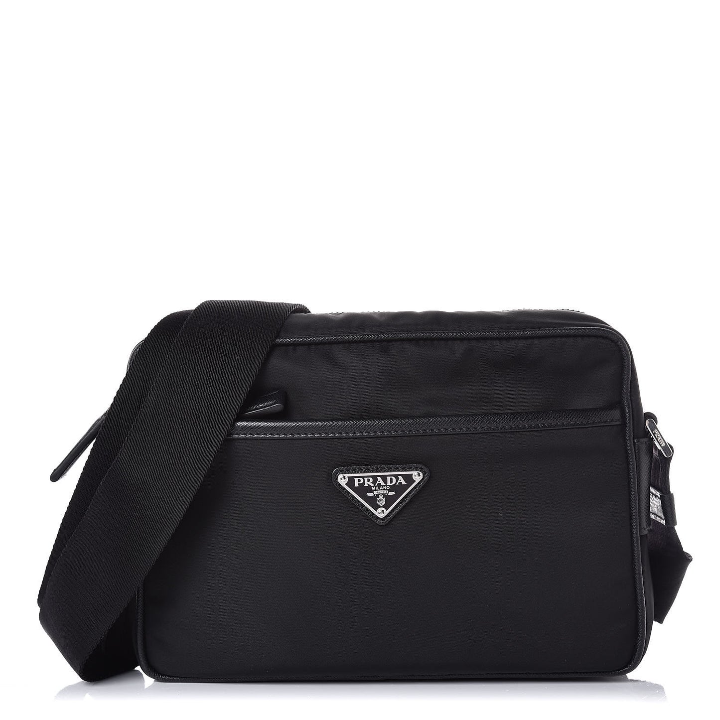 Tessuto Nylon Saffiano Shoulder Bag Black