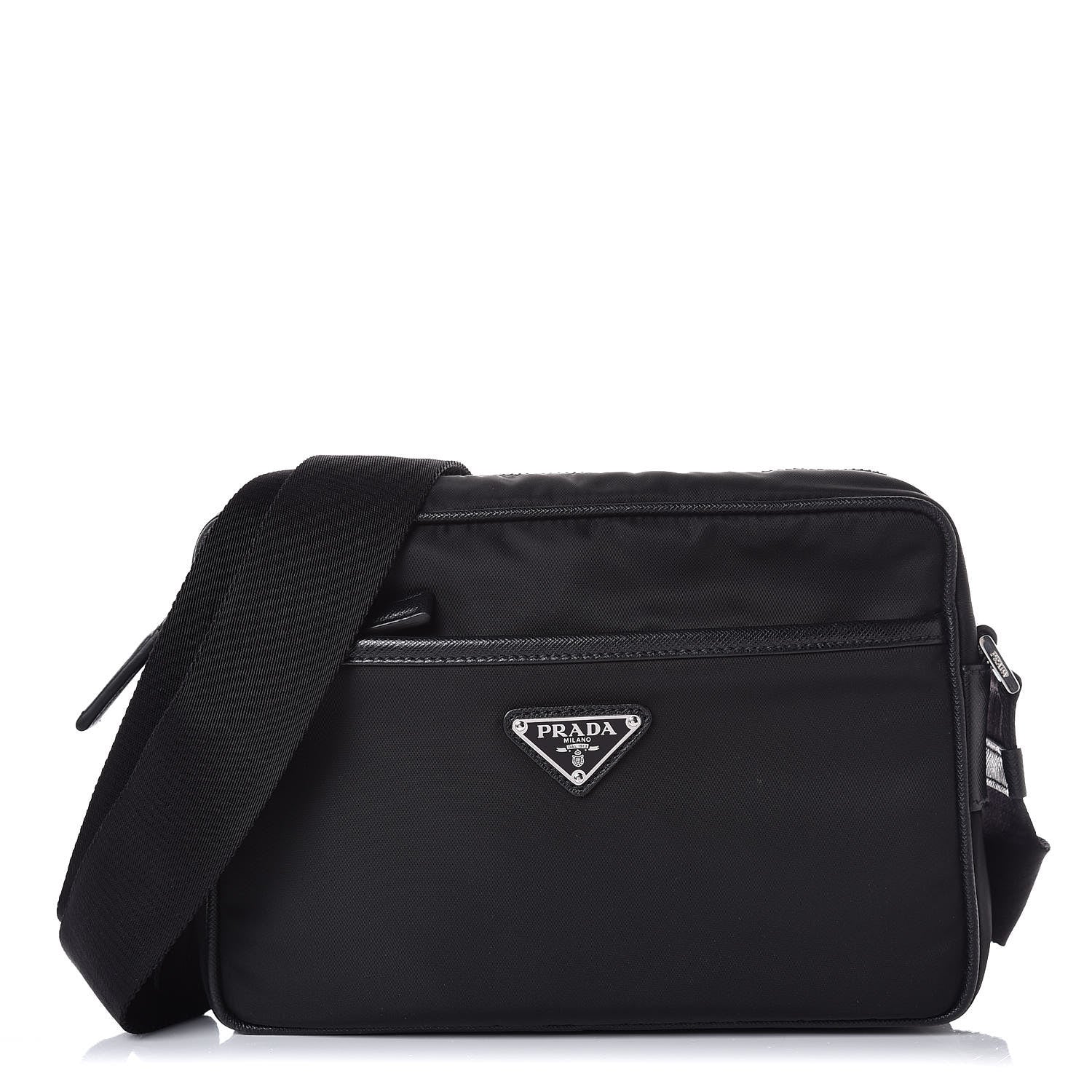 Prada Tessuto Nylon Saffiano Shoulder Bag Black 1 of 7
