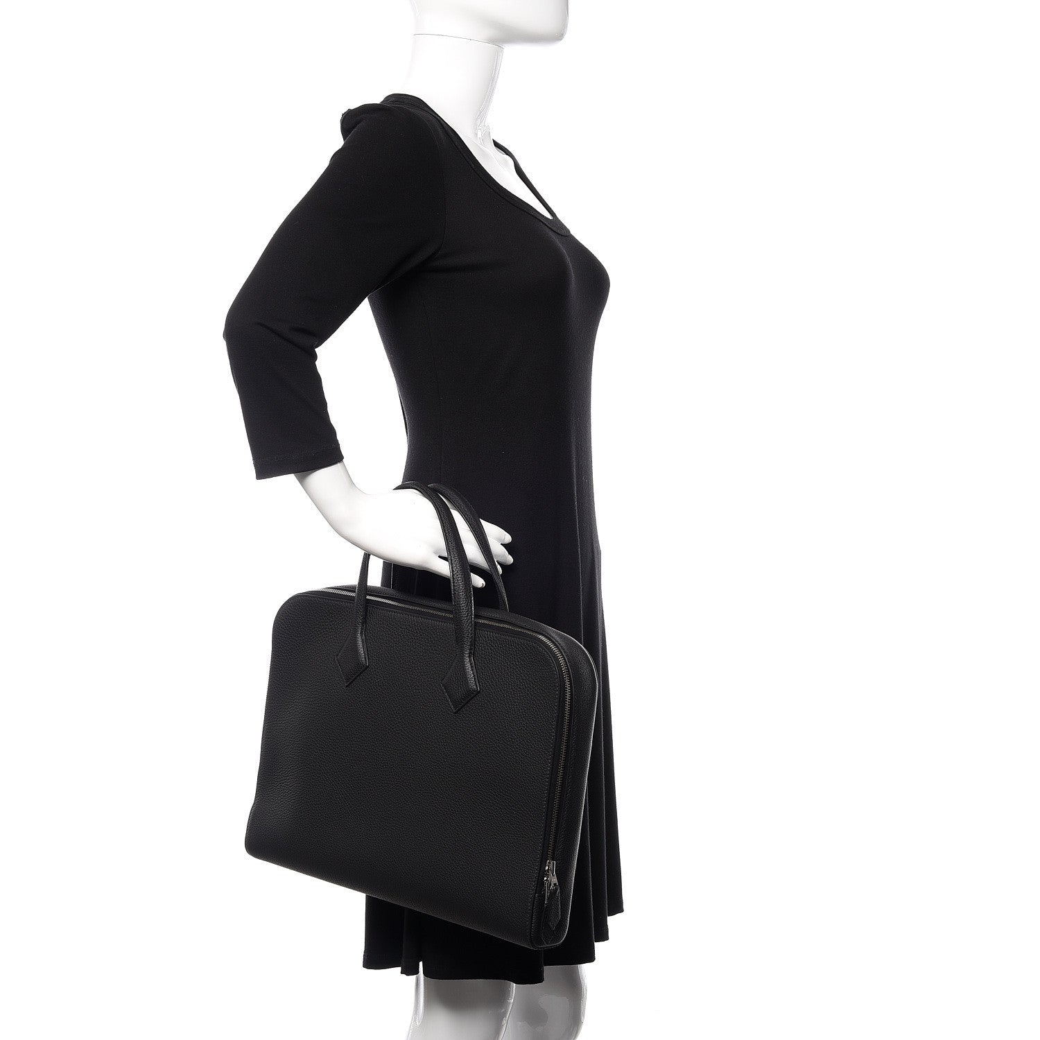 Hermes Togo Victoria Light Briefcase Black 2 of 10
