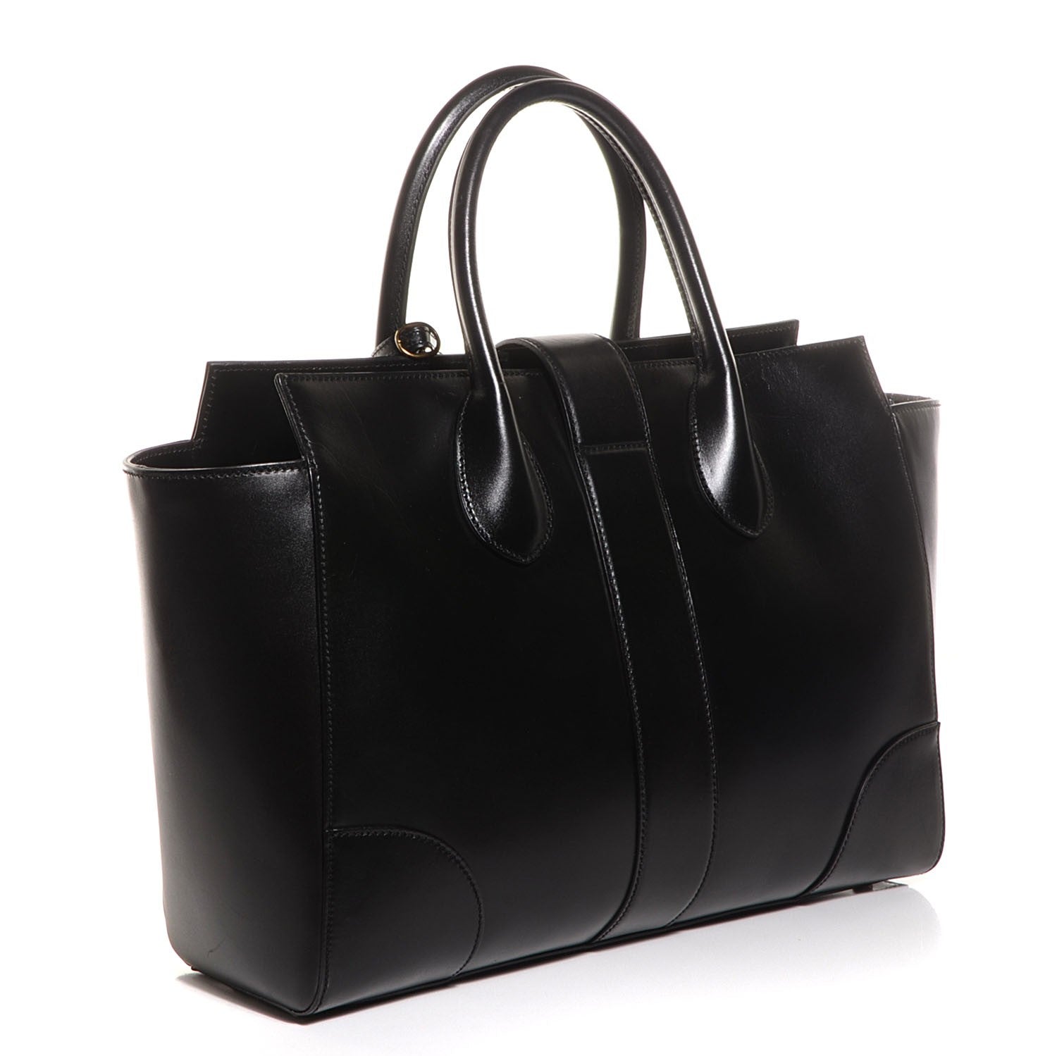 Gucci Calfskin Medium Lady Buckle Top Handle Bag Black 3 of 7
