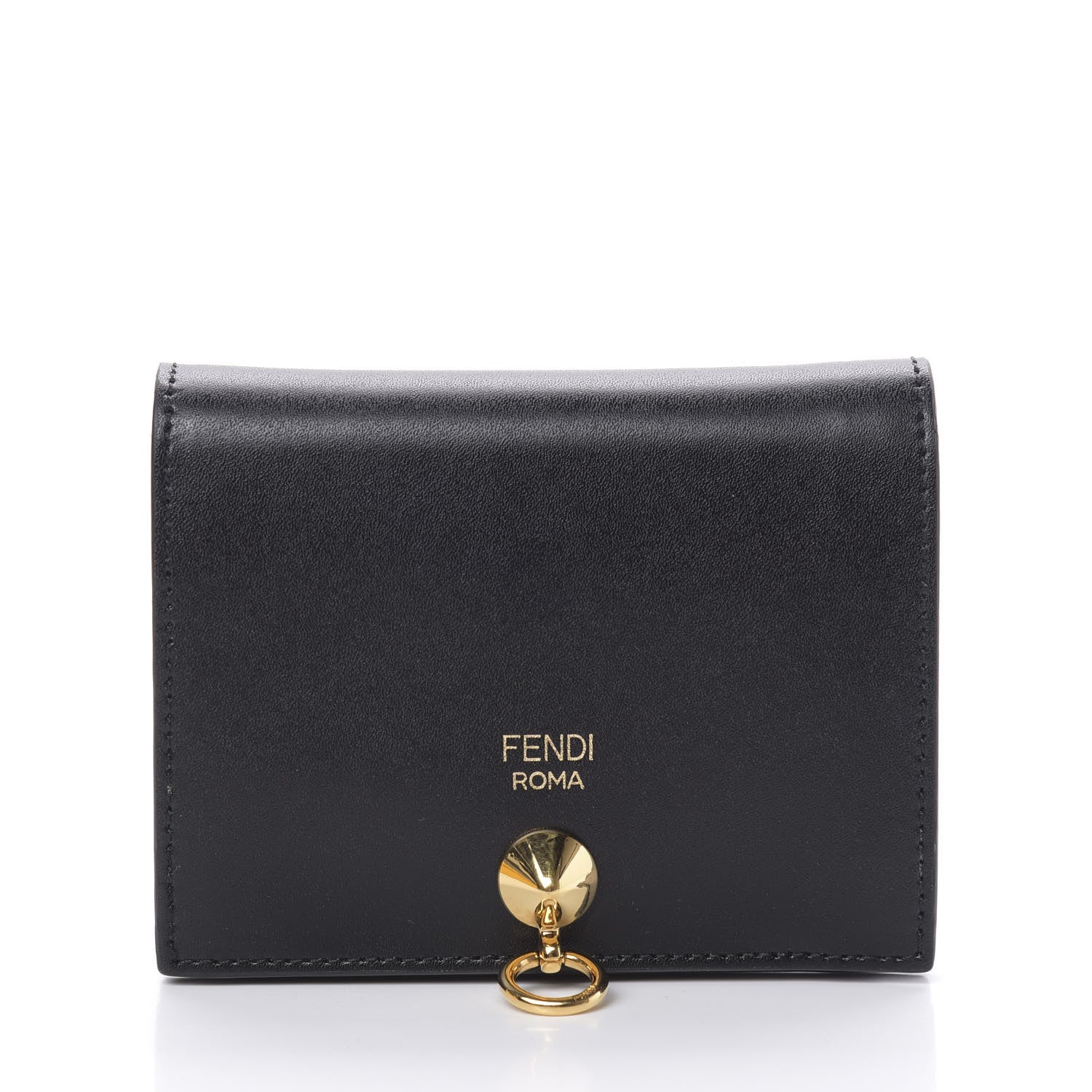 Fendi Vitello Liberty Century Lucido By The Way Compact Bi-Fold Wallet Black 1 of 9