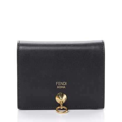 Fendi Vitello Liberty Century Lucido By The Way Compact Bi-Fold Wallet Black 1 of 9