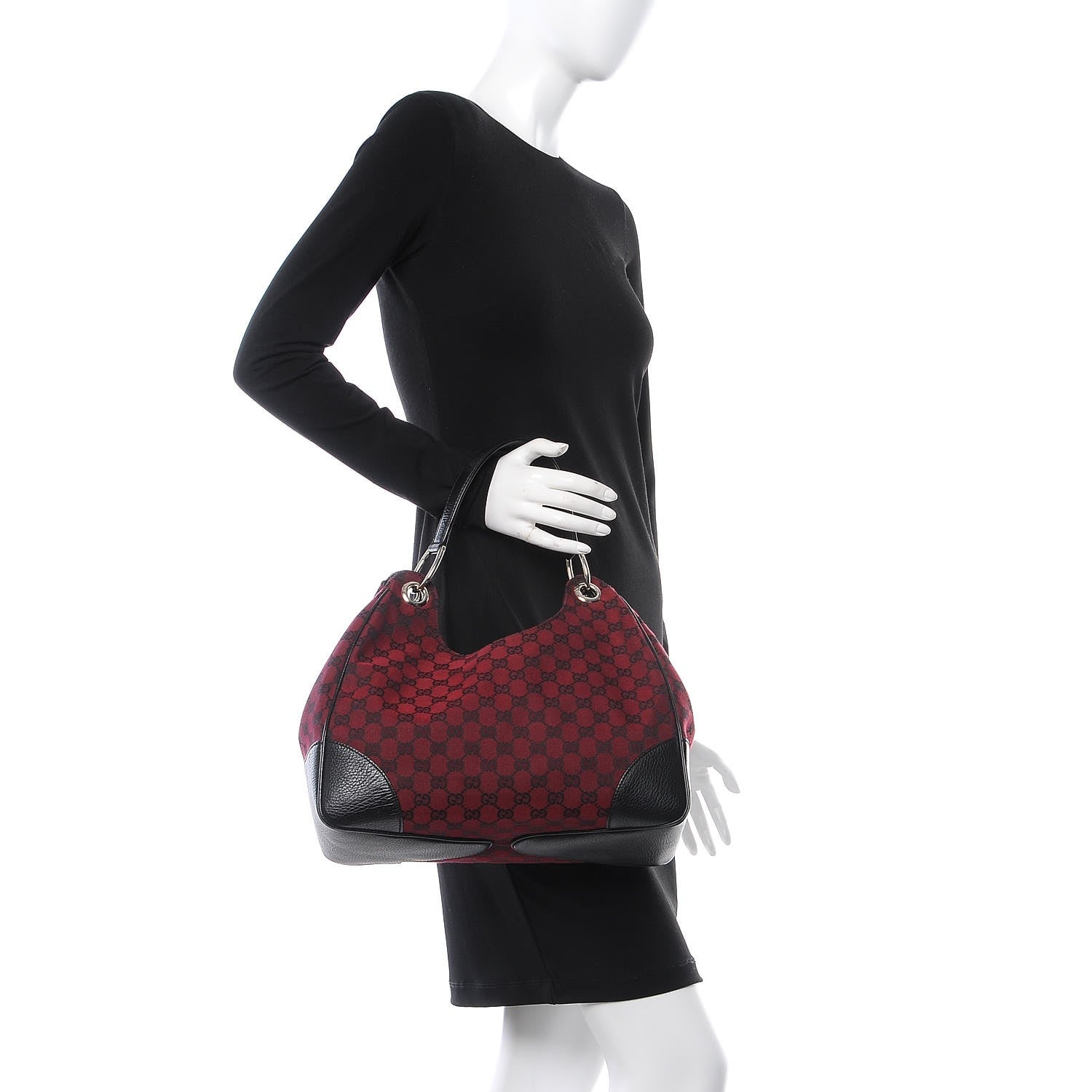 Gucci Denim Monogram Hobo Red 2 of 7