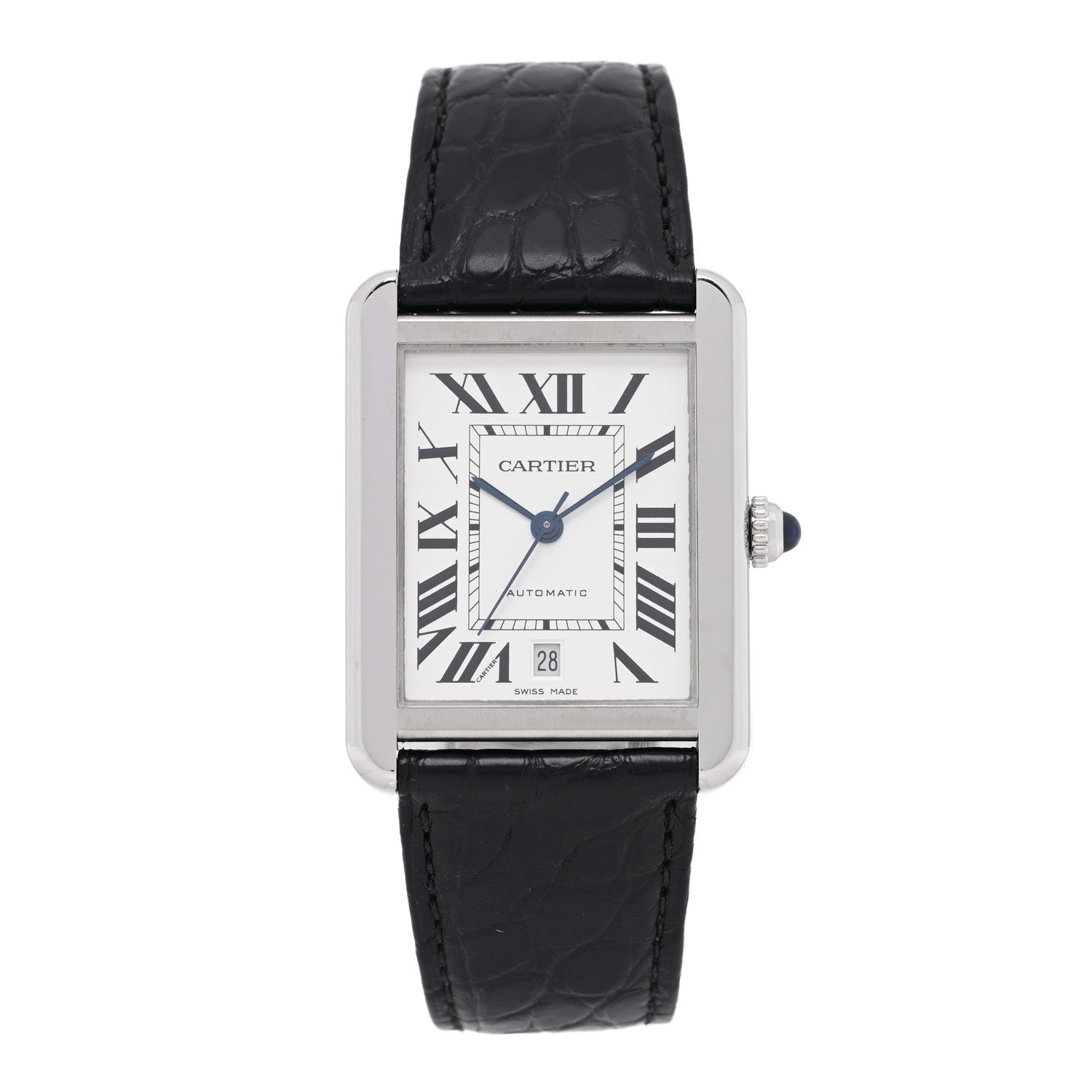 Cartier Stainless Steel Alligator 31mm Tank Solo Automatic Watch 1 of 4