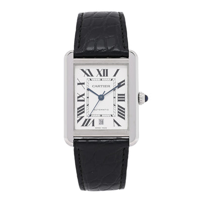 Cartier Stainless Steel Alligator 31mm Tank Solo Automatic Watch 1 of 4