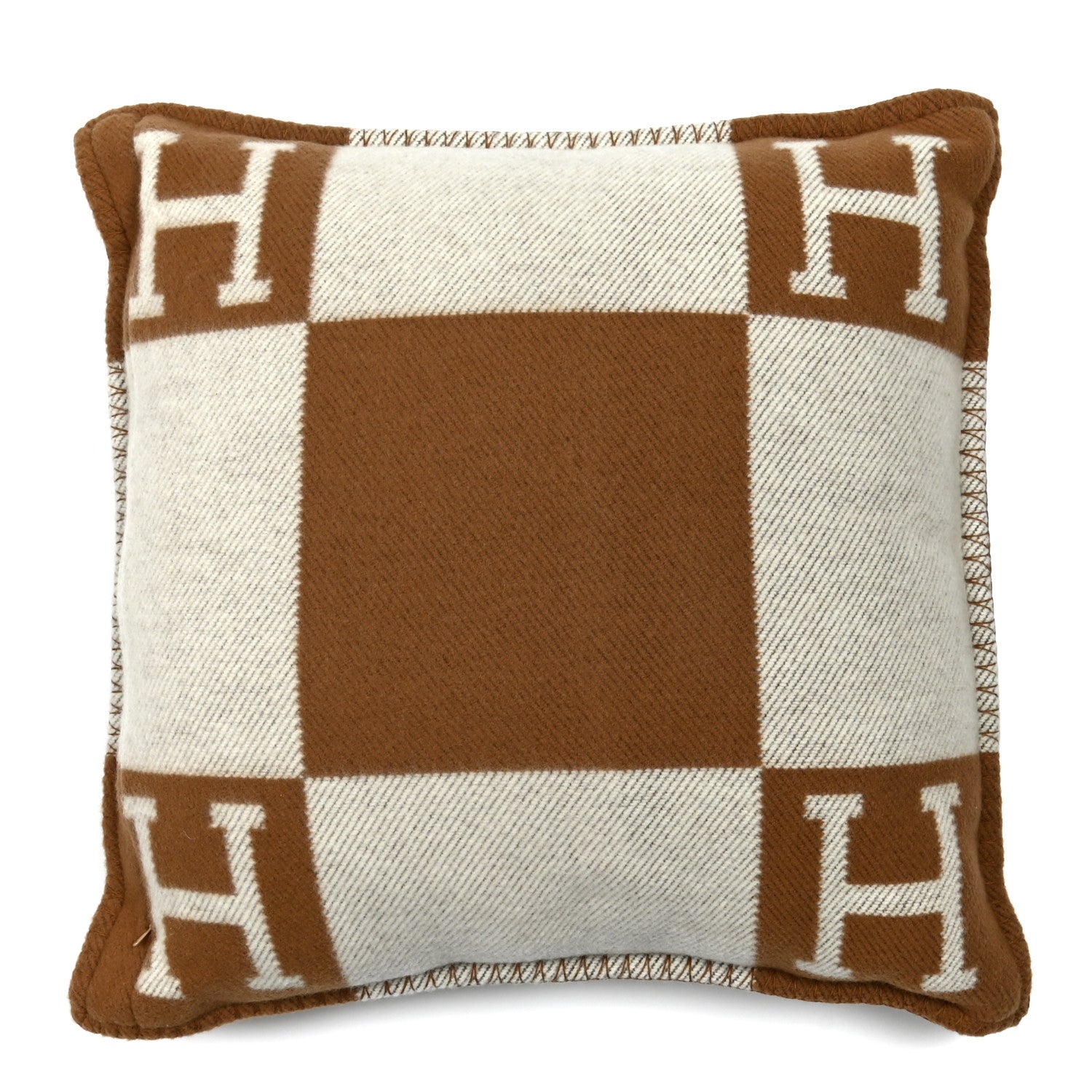 Hermes Wool Cashmere Avalon Pillow PM Ecru Camel 2 of 3