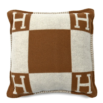 Hermes Wool Cashmere Avalon Pillow PM Ecru Camel 2 of 3