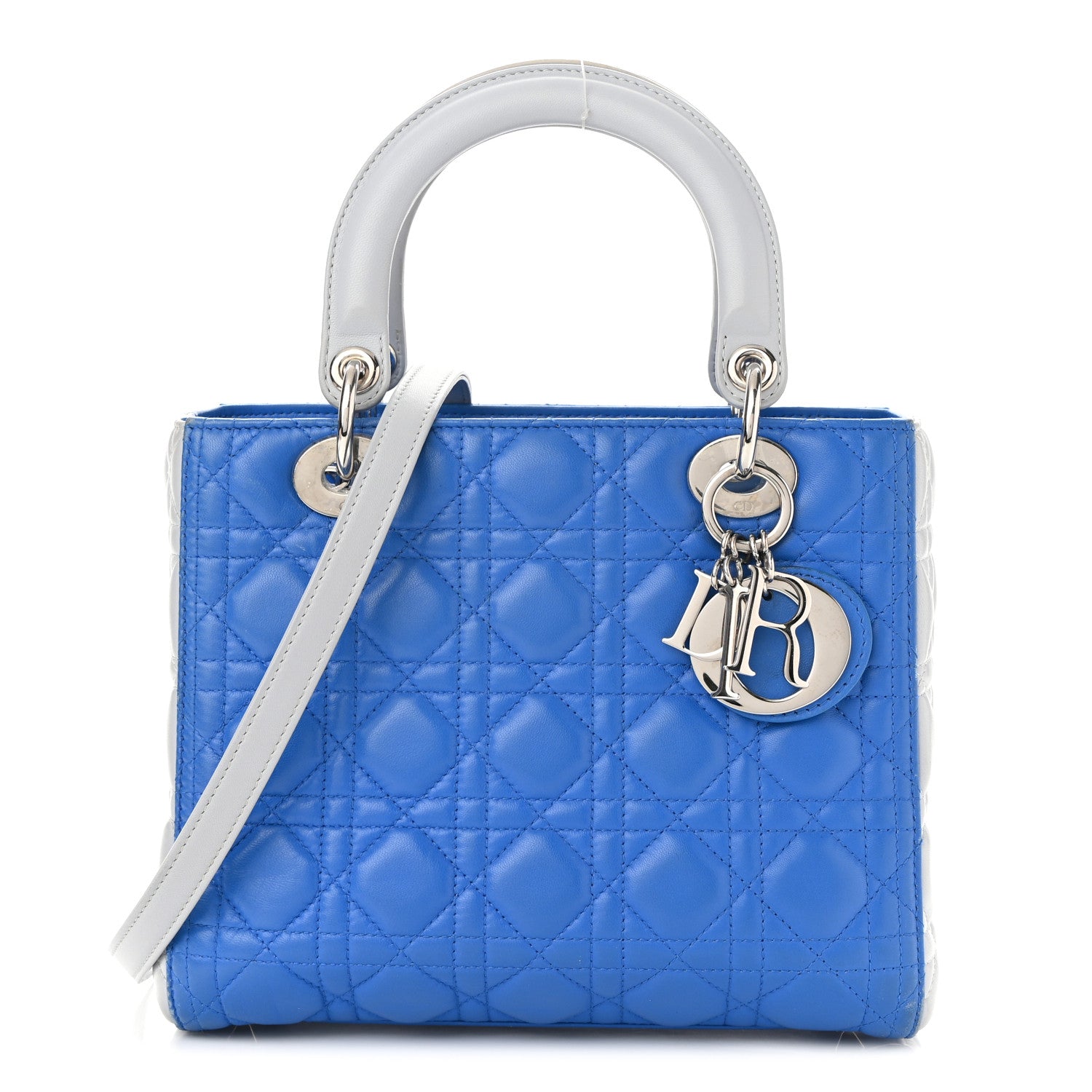 Christian Dior Lambskin Cannage Medium Bi-Color Lady Dior Blue Gray 1 of 10