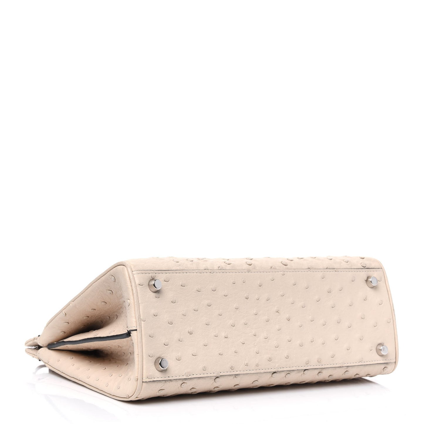 Ostrich Small Zumi Top Handle Bag Ivory