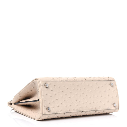 Gucci Ostrich Small Zumi Top Handle Bag Ivory 3 of 4