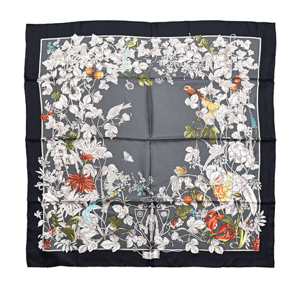 Gucci Silk Twill Wondergardenia Square Scarf Anthracite 1 of 4