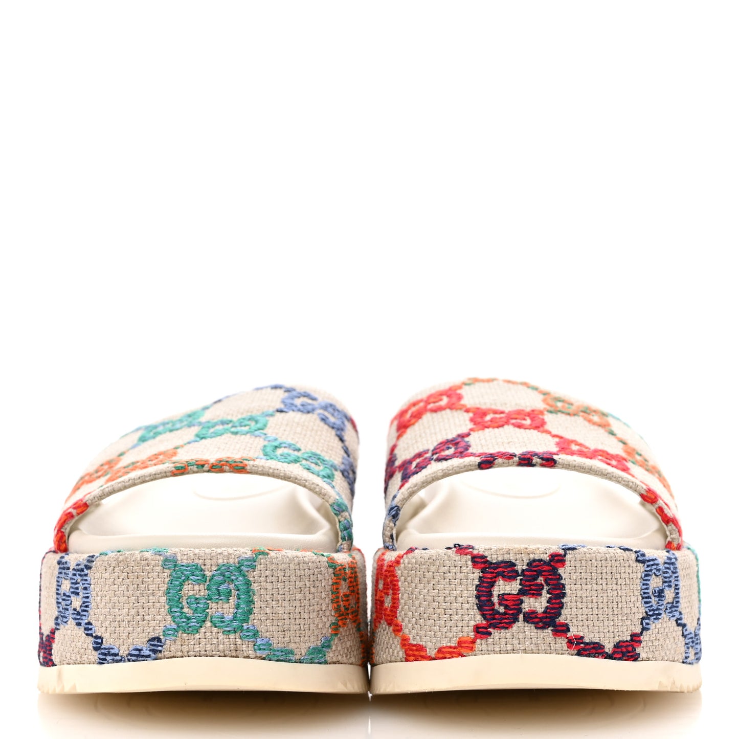 Linen Psychedelic Mini GG Monogram Angelina Platform 55mm Slide Sandals 37 Multicolor