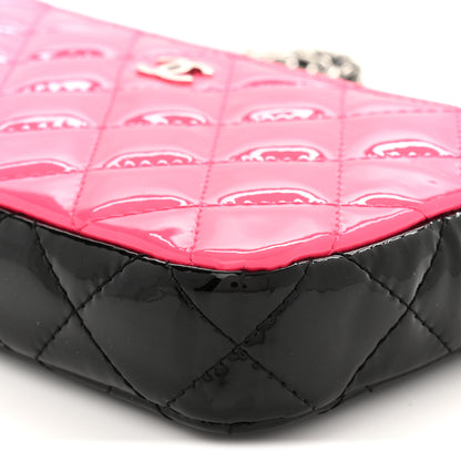 Chanel Patent Quilted Small Clutch With Chain Pink Black 10 of 11