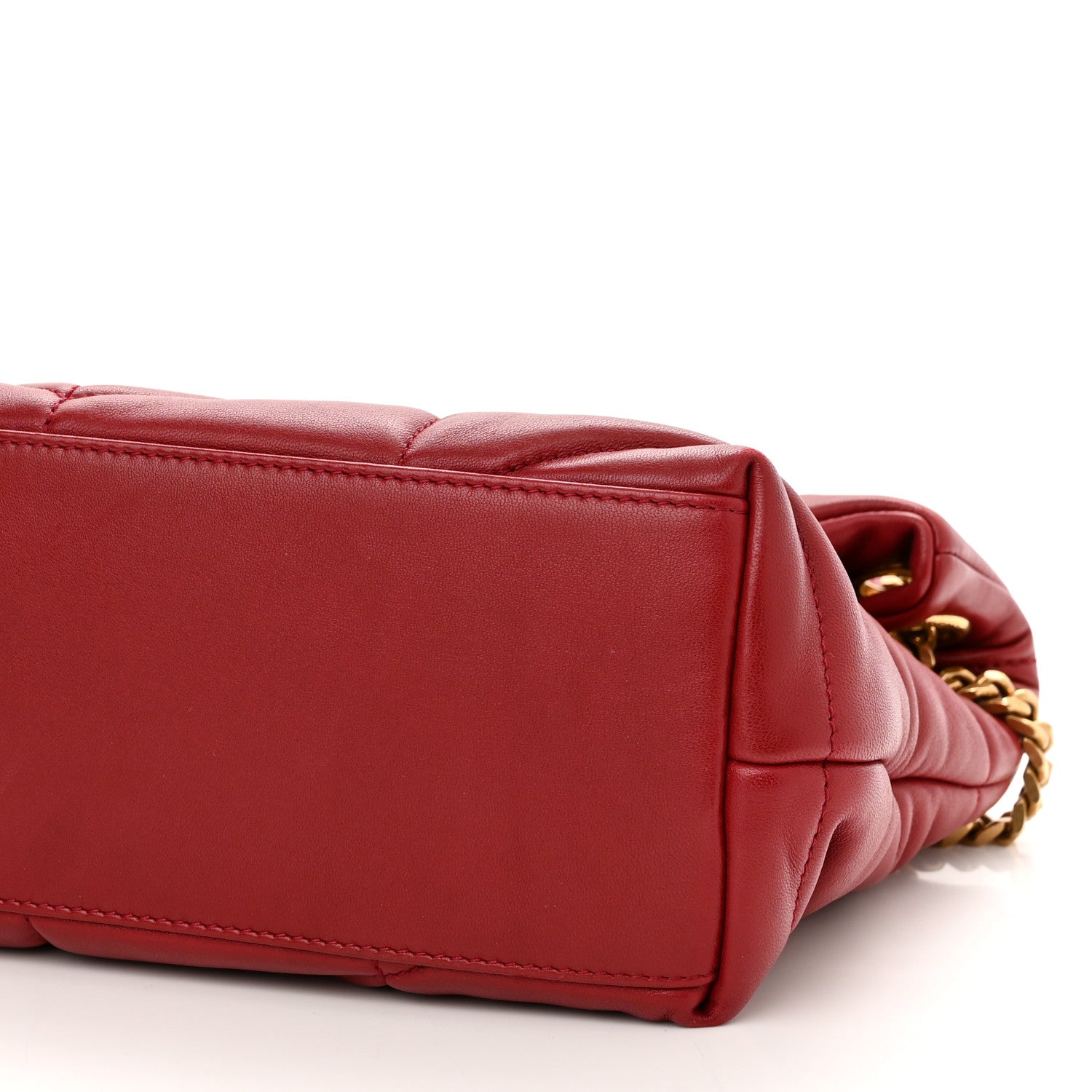 Saint Laurent Lambskin Quilted Small Loulou Puffer Monogram Chain Satchel Red 10 of 13