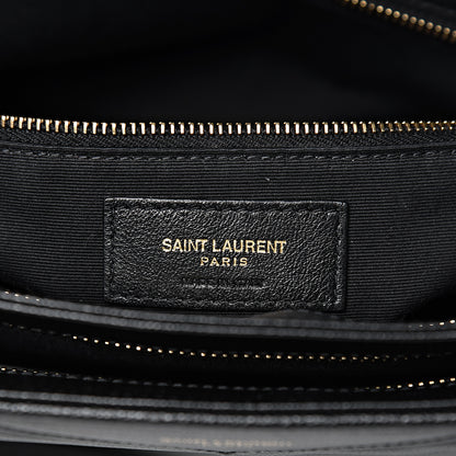 Saint Laurent Grain De Poudre Matelasse Chevron Medium Tribeca Shopping Bag Black 6 of 9