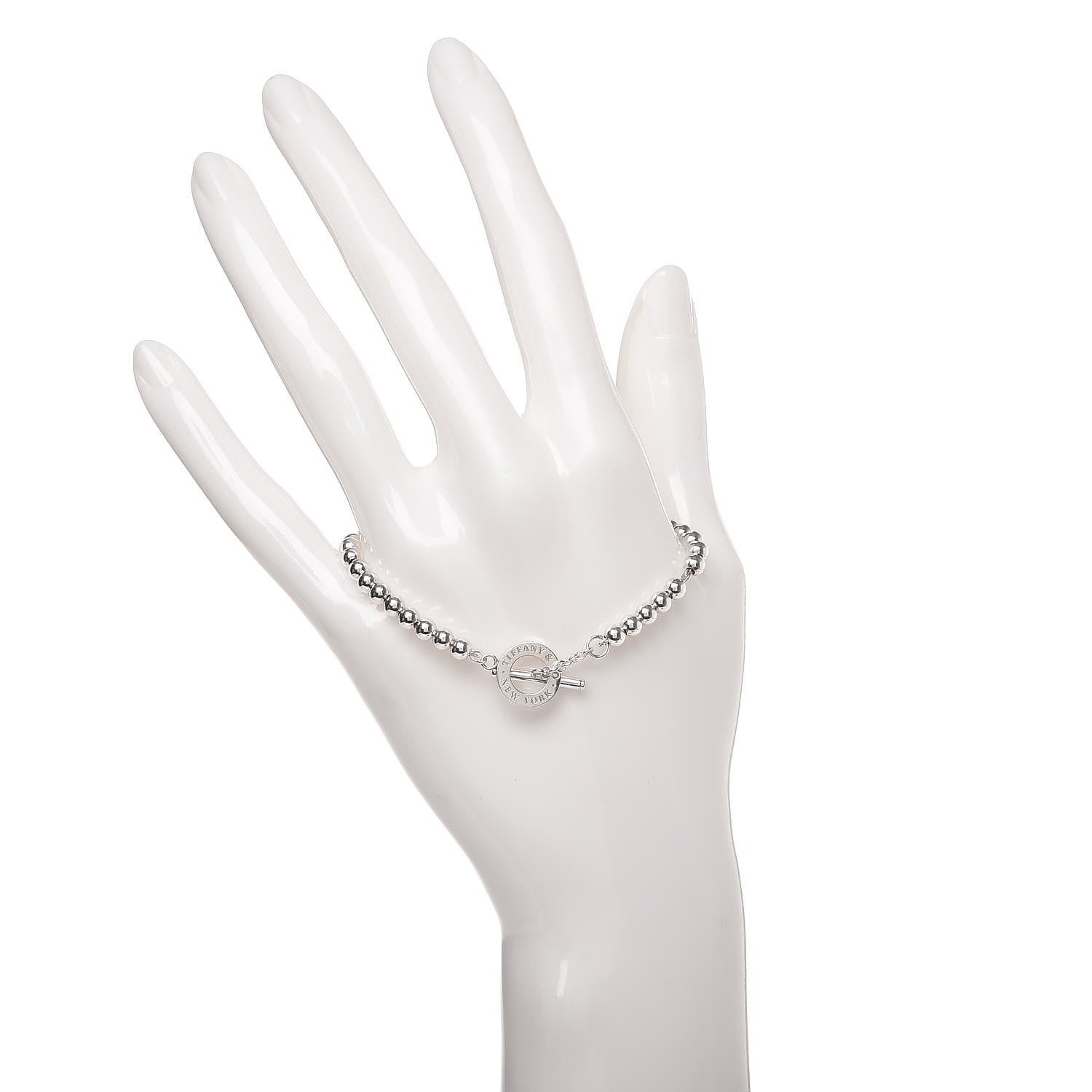 Tiffany Sterling Silver 4mm Beads Toggle Bracelet 2 of 6