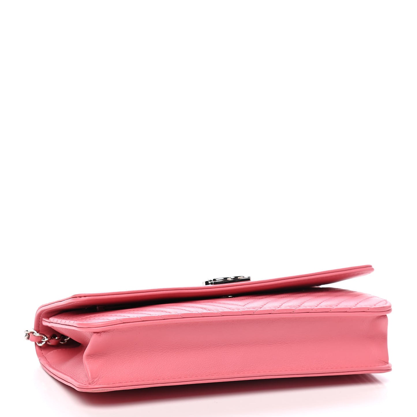 Calfskin Chevron Quilted Boy Wallet On Chain WOC Pink