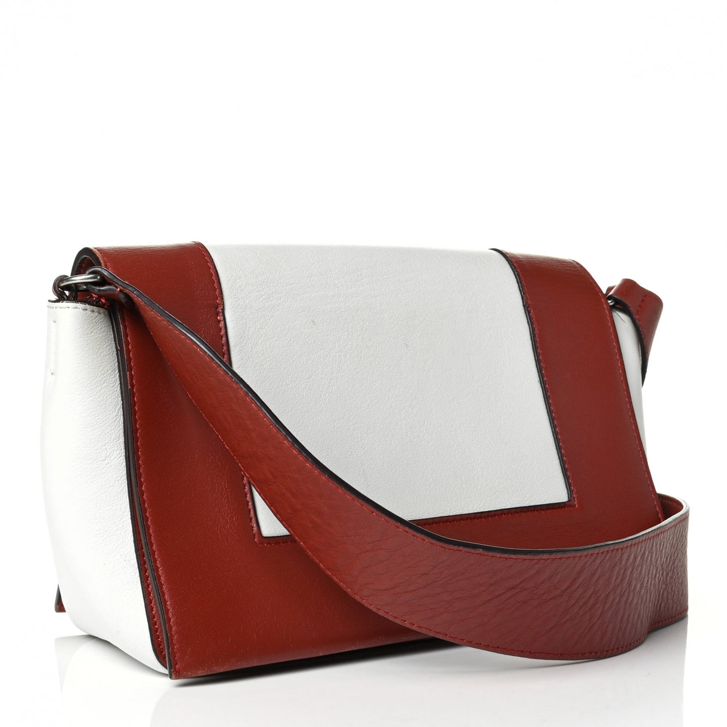Shiny Smooth Calfskin Medium Frame Shoulder Bag Maple White