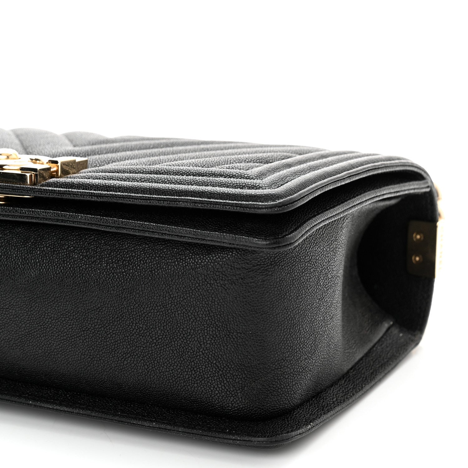 Chanel Caviar Chevron Quilted Medium Boy Flap Black 10 of 14