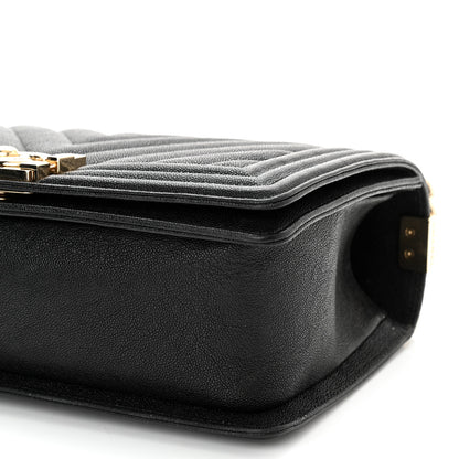 Chanel Caviar Chevron Quilted Medium Boy Flap Black 10 of 14