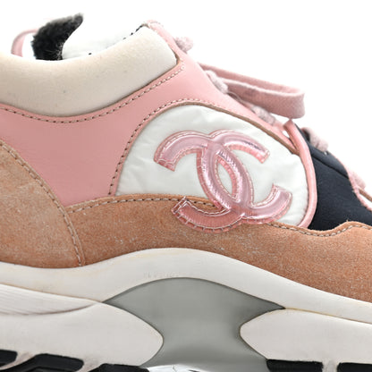 Chanel Nylon Lambskin Suede Calfskin CC Sneakers 36.5 Pink 15 of 21