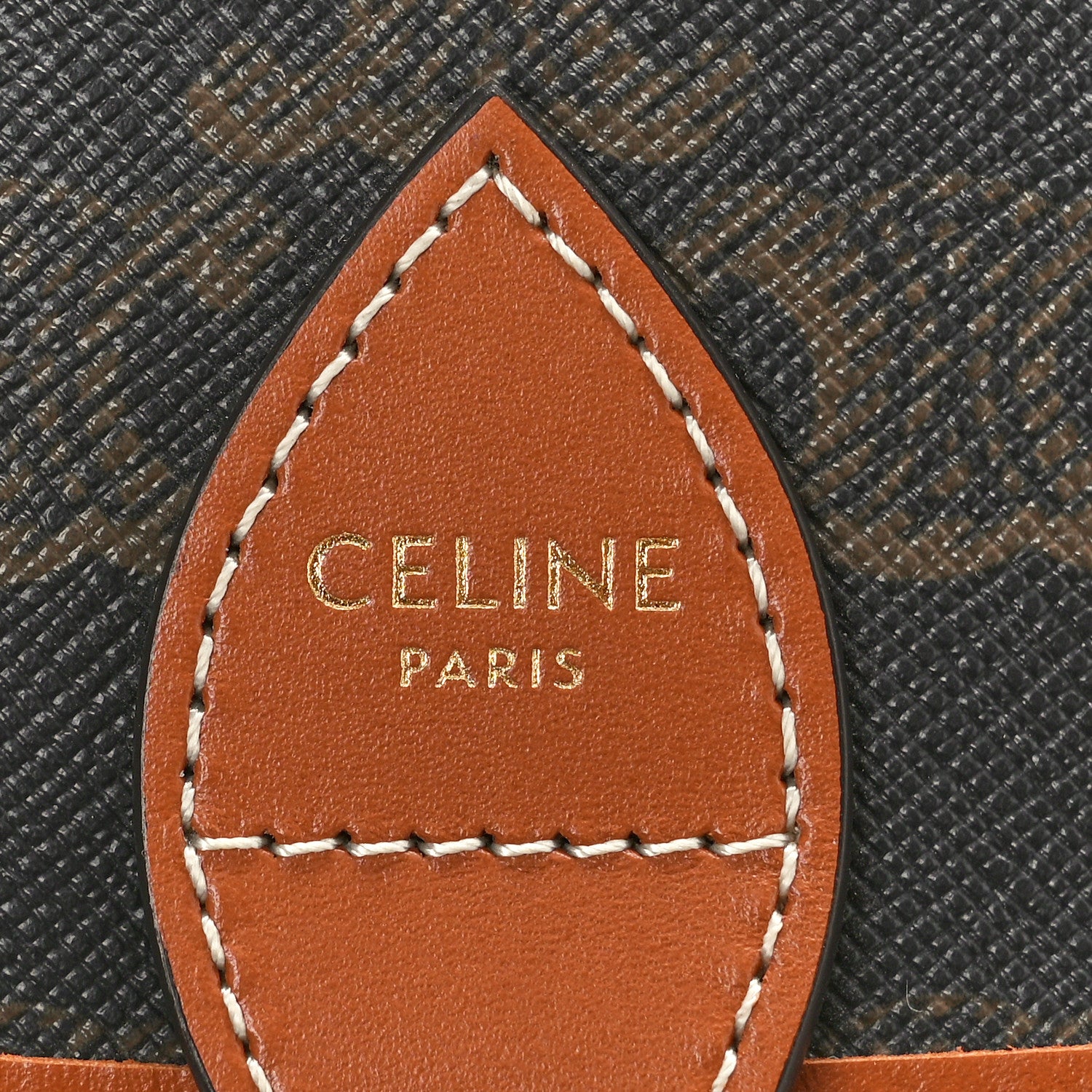 Celine Triomphe Canvas Medium Folco Bag Tan 6 of 9
