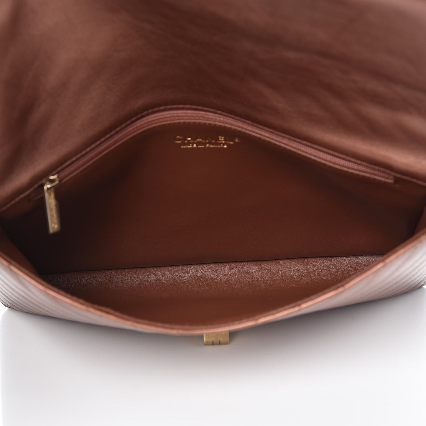 Metallic Aged Calfskin Chevron Quilted Reissue 2.55 Clutch Bronze