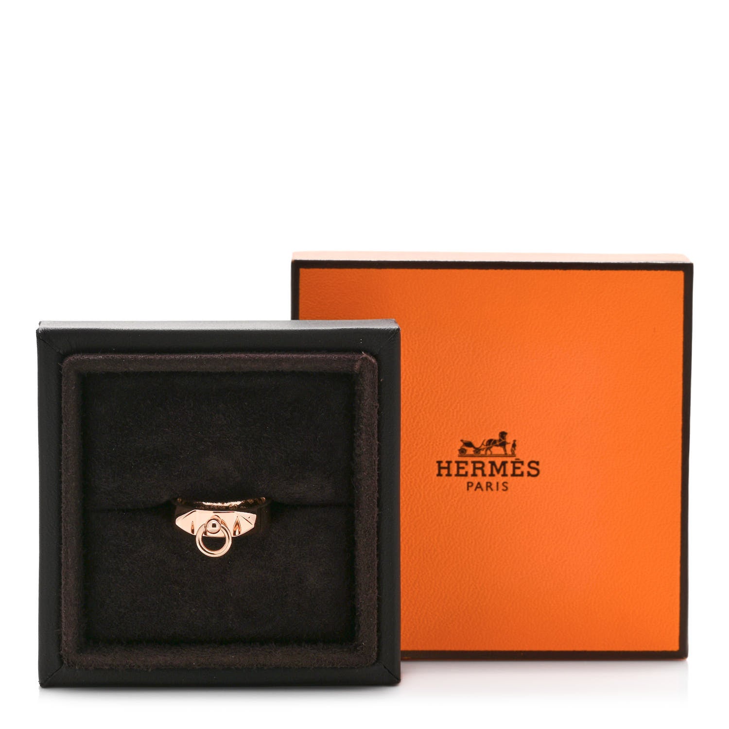 Hermes 18K Rose Gold PM Collier De Chien Ring 50 5.25 5 of 5