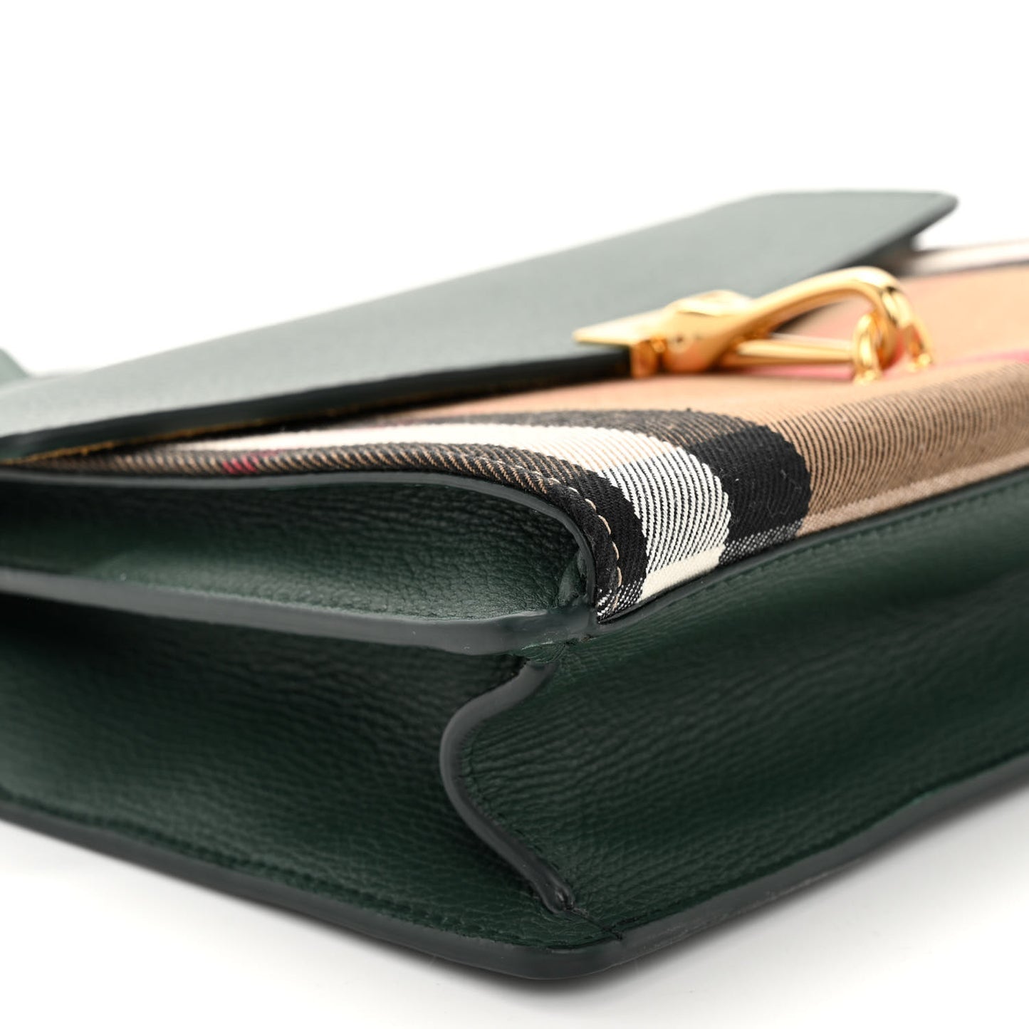 Derby Calfskin House Check Small Macken Crossbody Bag Bottle Green