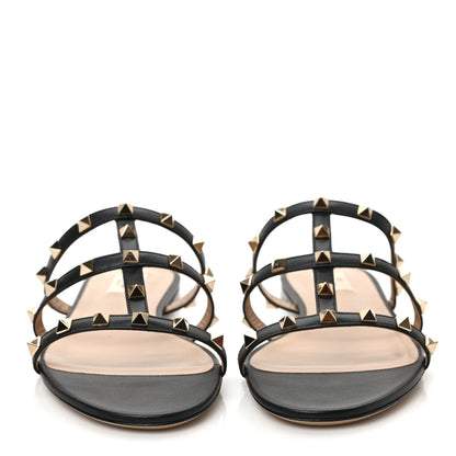 Valentino Garavani Nappa Rockstud Caged Flat Slide Sandals 41 Black 2 of 8