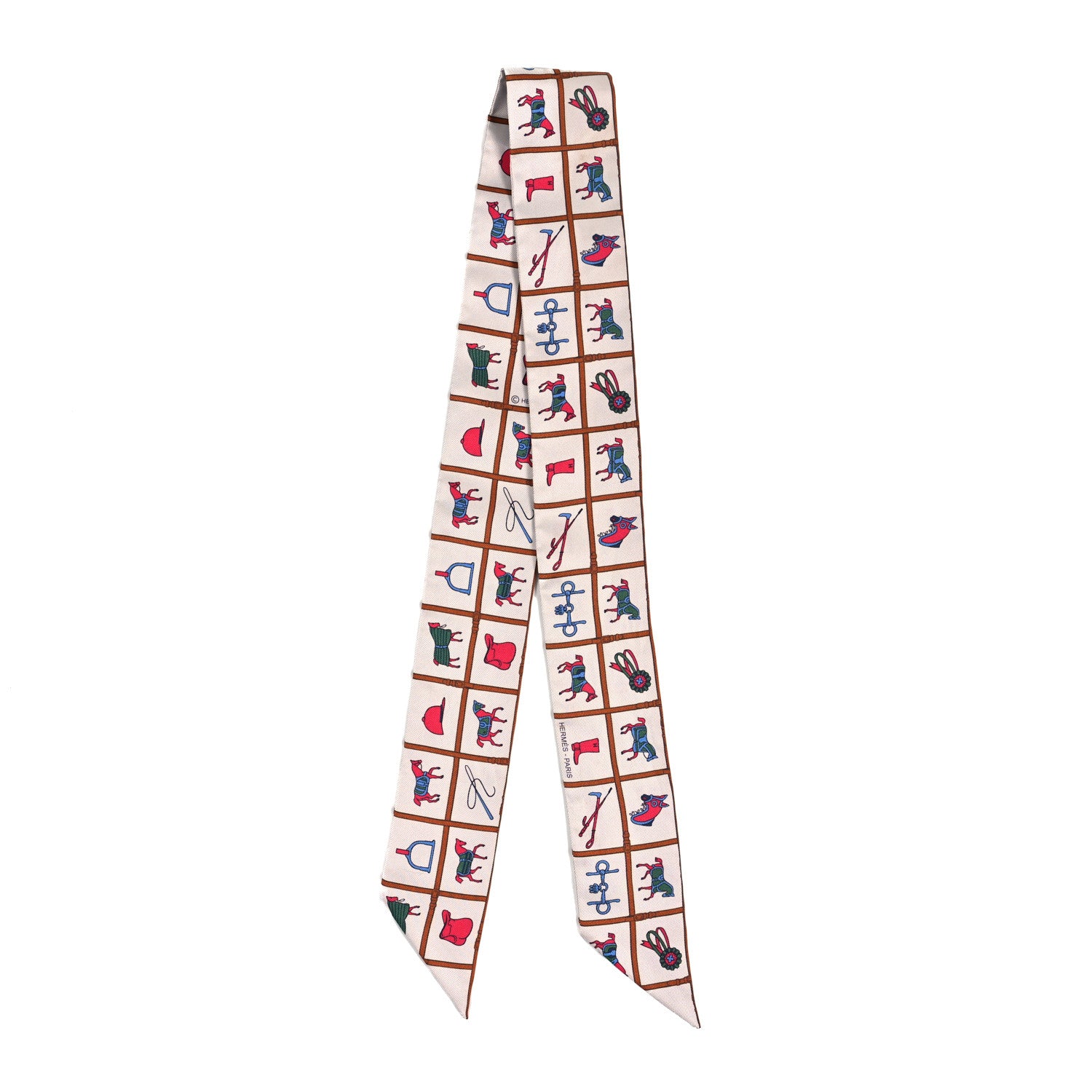 Hermes Silk Couvertures Et Tenues Twilly Creme Brun Rose 2 of 4